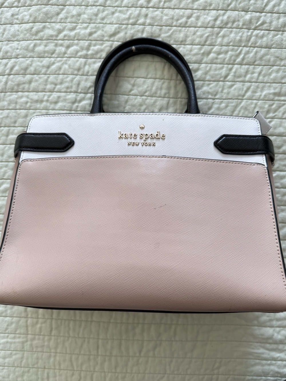 kate spade Pale Pink, White & Black Saffiano Satchel